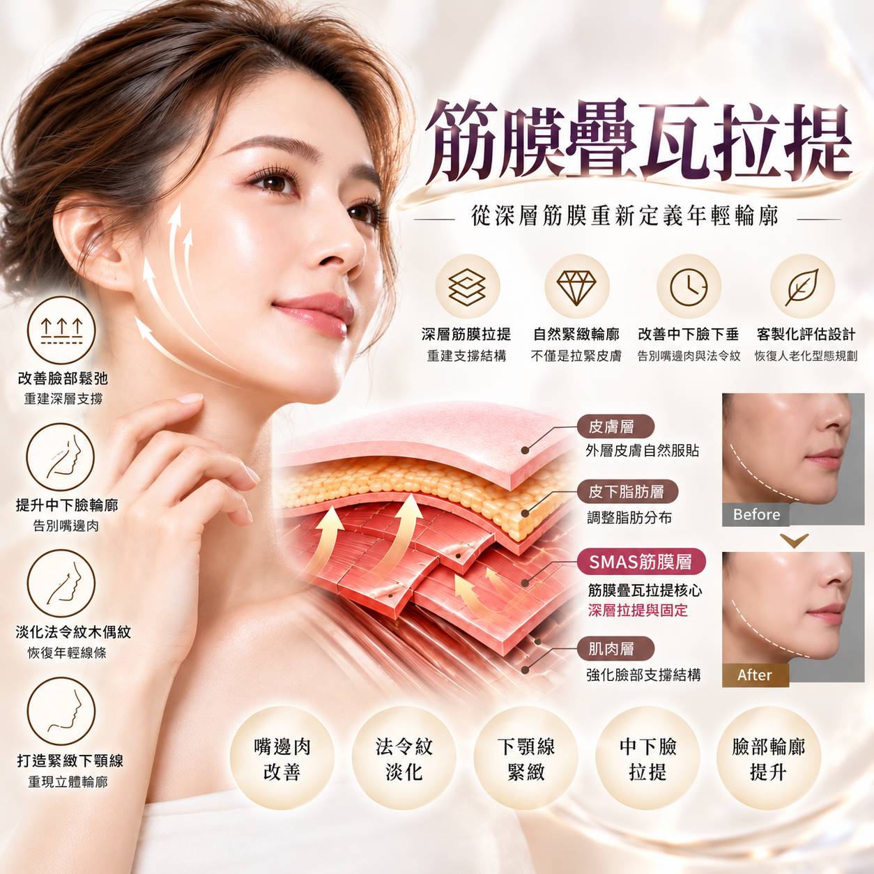 筋膜疊瓦拉提是什麼？筋膜疊瓦提升原理、效果、恢復期、維持時間與拉皮手術完整解析